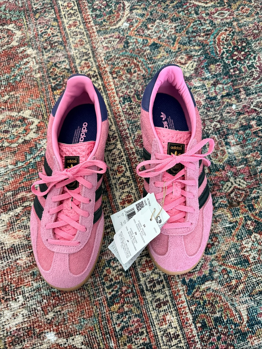adidas gazelle Pink Suede Sneakers with Black Three Stripes NWT